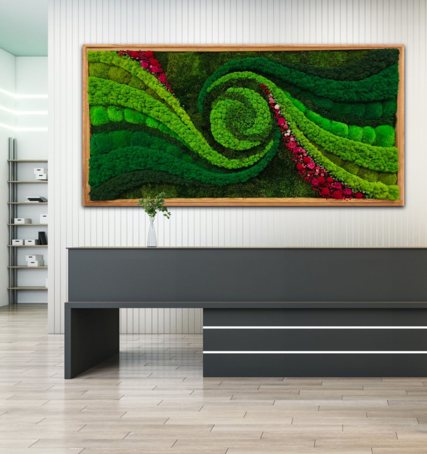Preserved Moss Art Framed Red flowers