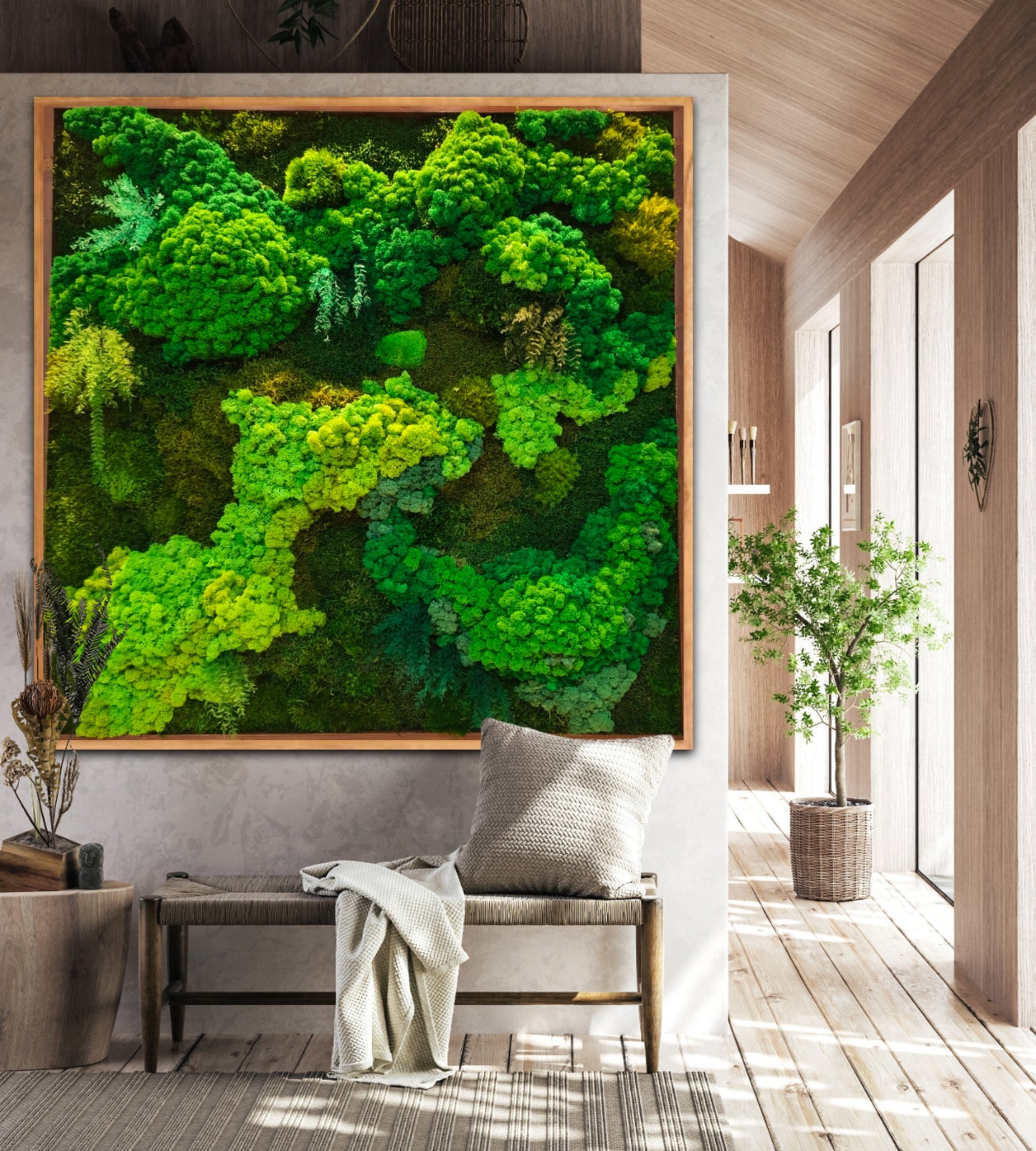 Moss frame, Moss Wall Art, Nature Room Decor, Art Modern wall