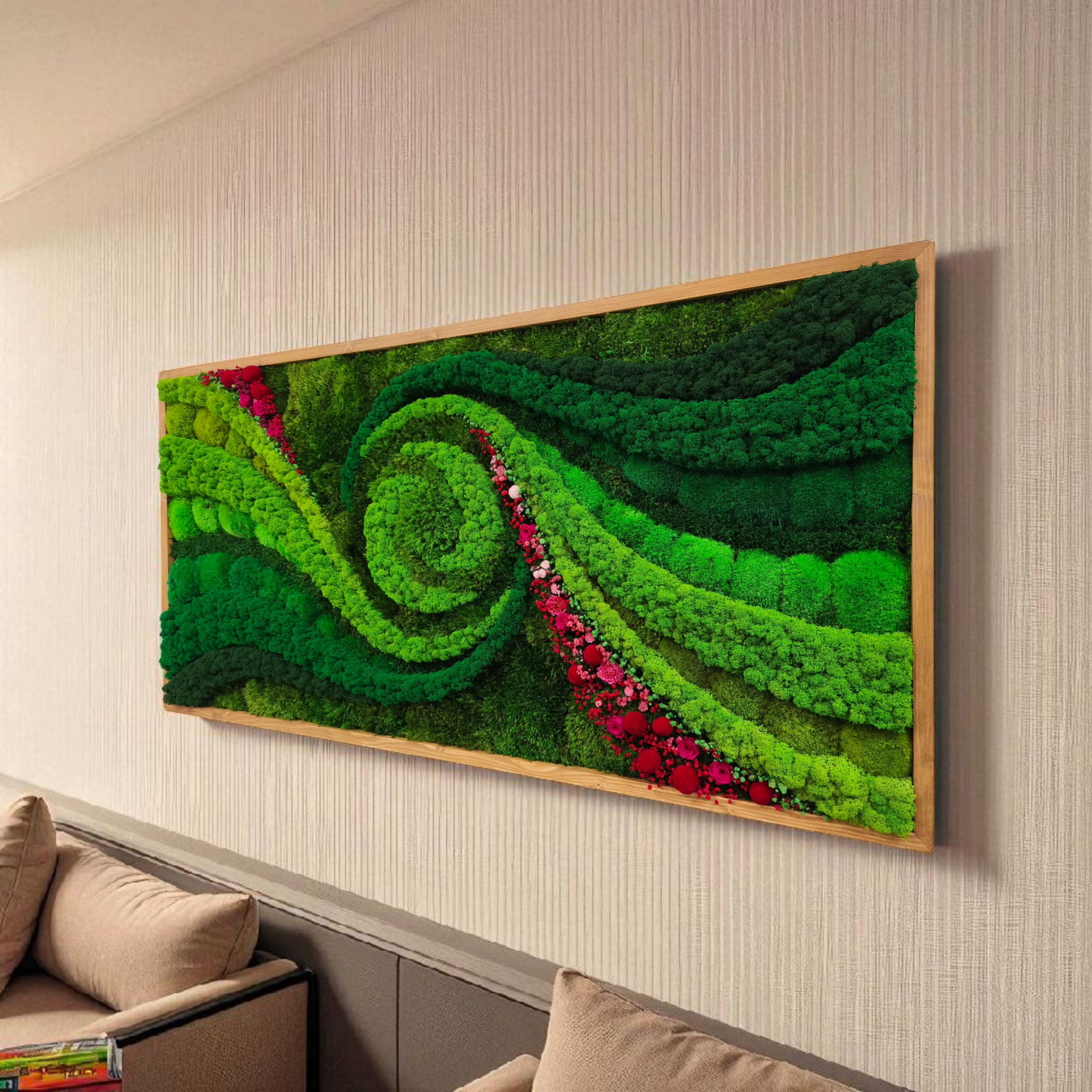 Preserved Moss Art Framed Red flowers