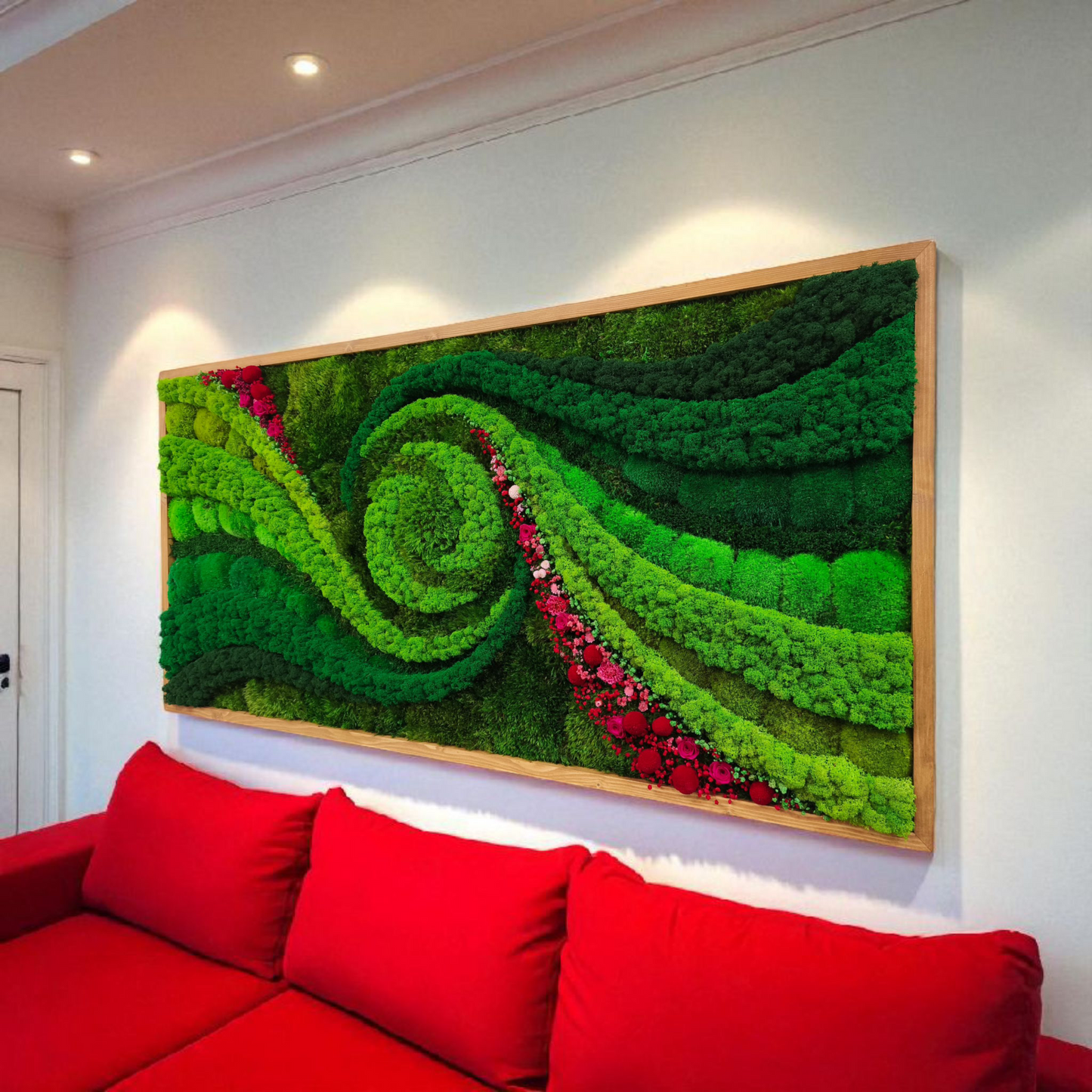 Preserved Moss Art Framed Red flowers