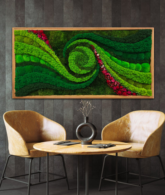 Preserved Moss Art Framed Red flowers