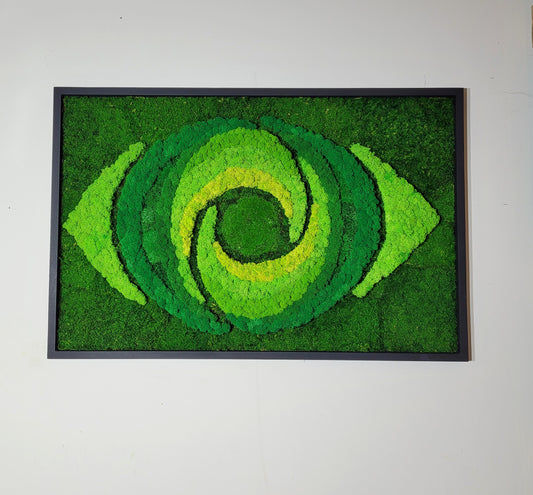 logo made from preserved moss for an eye clinic